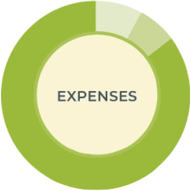 Graph showing expense breakdown. Breakdowns also provided in statistics text, beside or below graph.